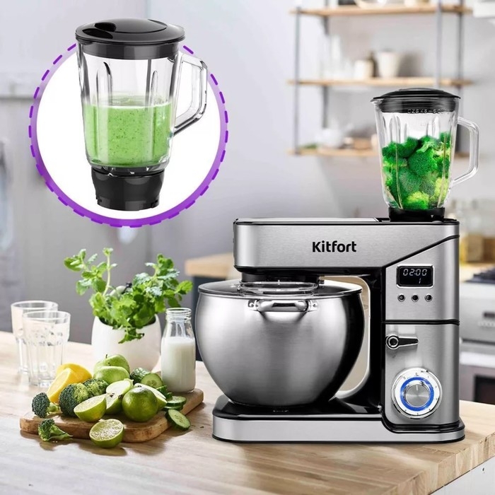 Миксер Kitfort КТ-3413, планетарный, 2000 Вт, 10/2/1.5 л, 6 скоростей, серебристый Миксер Kitfort КТ-3413, планетарный, 2000 Вт, 10/2/1.5 л, 6 скоростей, серебристый