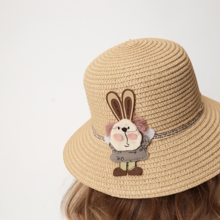 Шляпа для девочки MINAKU Шляпа для девочки MINAKU "Зайка", цвет молочный, р-р 52