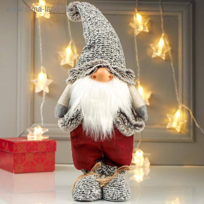 Кукла интерьерная Кукла интерьерная "Дедушка в бордовых штанах и серой куртке" 42х12х17 см