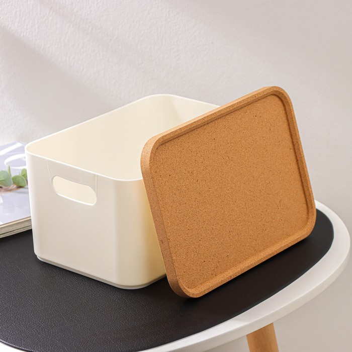 Корзина для хранения с крышкой Korely maxi, 2,4 л, 23,5×16,5×13,5 см, цвет слоновая кость Корзина для хранения с крышкой Korely maxi, 2,4 л, 23,5×16,5×13,5 см, цвет слоновая кость