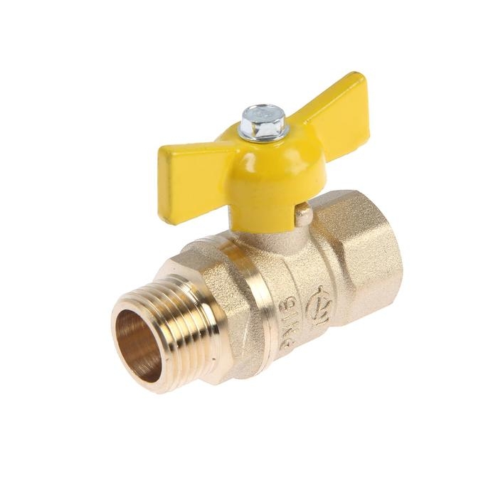 Кран шаровой газовый Кран шаровой газовый "ГАЛЛОП" DN-15 231, внутренняя/наружная резьба 1/2", бабочка