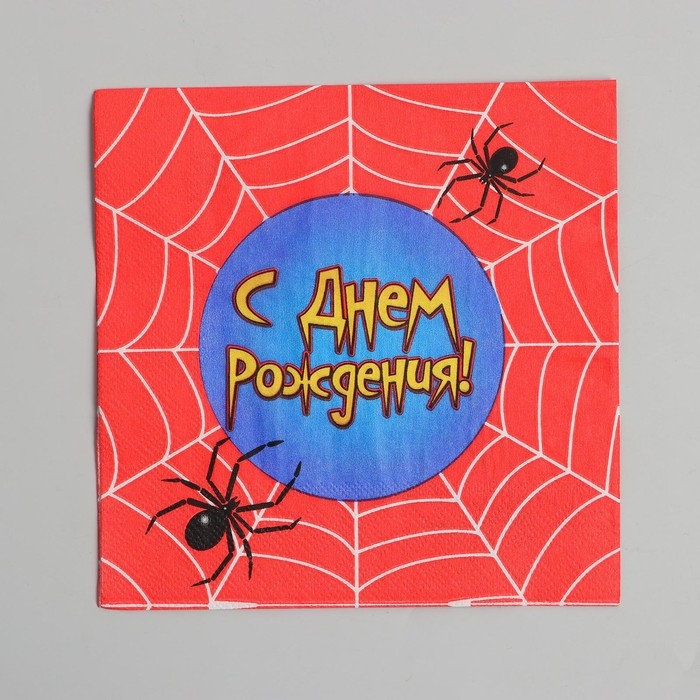 Салфетки бумажные двухслойные «С днём рождения», паутина, 33х33, 20 шт. Салфетки бумажные двухслойные «С днём рождения», паутина, 33х33, 20 шт.