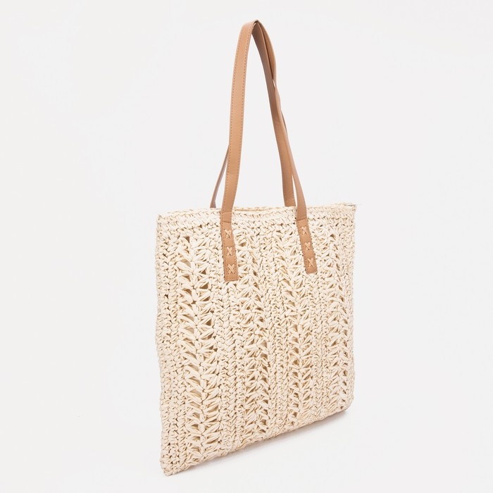 Сумка-шопер женская на молнии, цвет бежевый