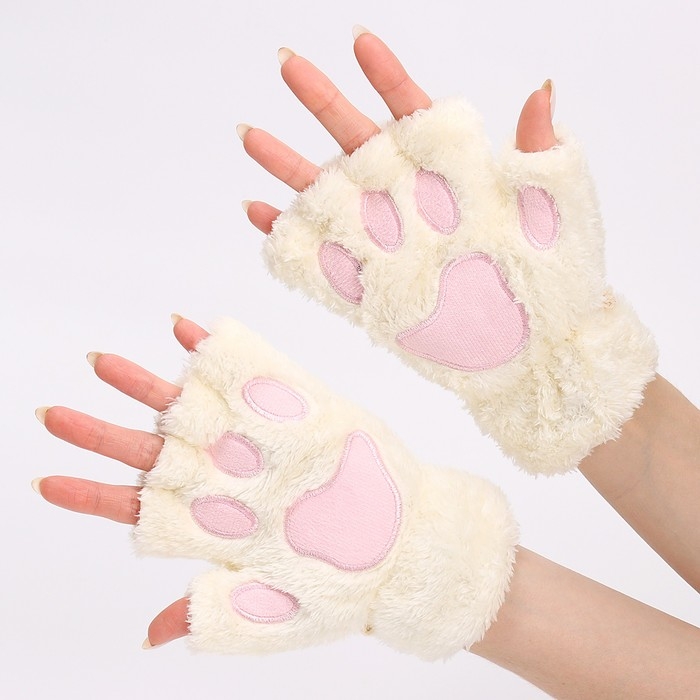 Карнавальный аксессуар  Карнавальный аксессуар "Кошачьи лапки" цвет белый