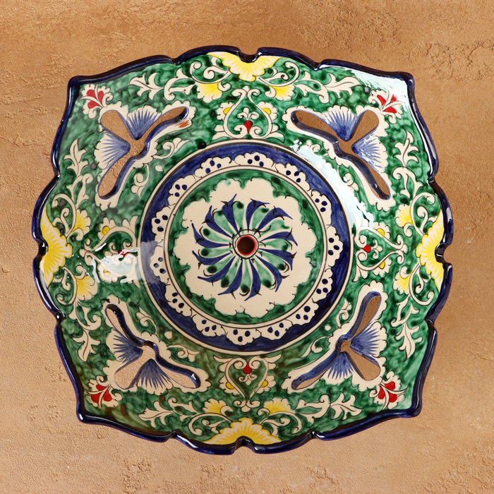 Фруктовница Риштанская Керамика  Фруктовница Риштанская Керамика "Узоры", 25 см,