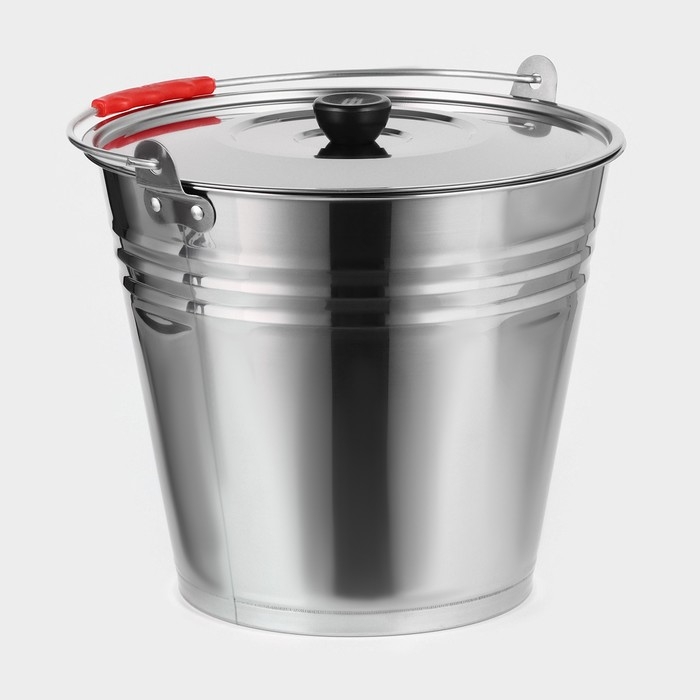 Ведро из нержавеющей стали с крышкой, 8 л, d=28 см, AISI 201 Ведро из нержавеющей стали с крышкой, 8 л, d=28 см, AISI 201