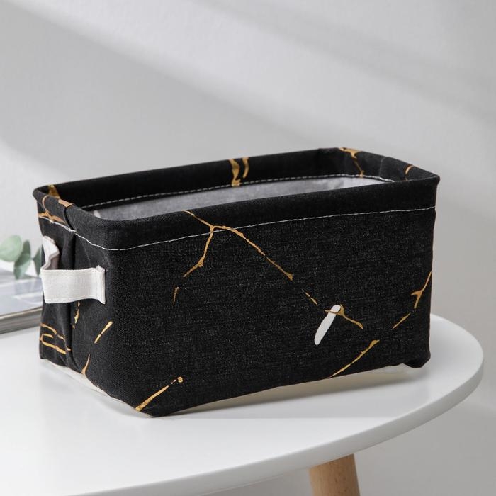 Корзина для хранения с ручками Доляна «Мрамор», 23×16×12 см, цвет чёрный Корзина для хранения с ручками Доляна «Мрамор», 23×16×12 см, цвет чёрный