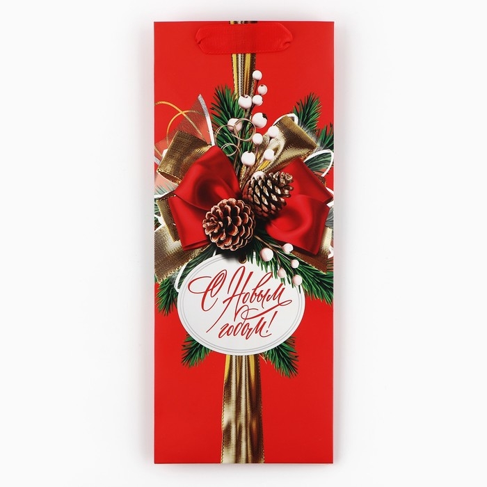 Пакеты под бутылку «С Новым годом», бант 13 х 32 х 11,3 см , Новый год Пакеты под бутылку «С Новым годом», бант 13 х 32 х 11,3 см , Новый год
