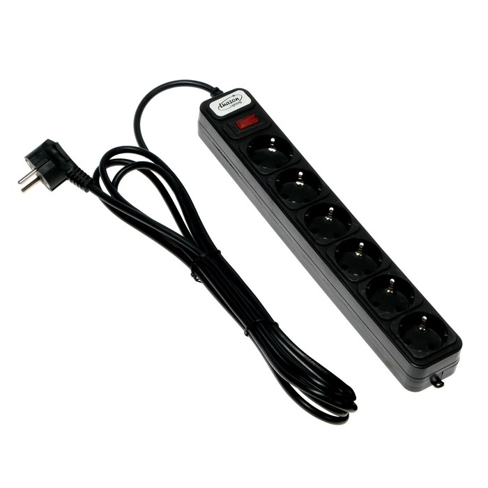 Сетевой фильтр Luazon Lighting, 6 розеток, 3 м, 2200 Вт, 3 х 0.75 мм2, 10 А, 220 В, черный Сетевой фильтр Luazon Lighting, 6 розеток, 3 м, 2200 Вт, 3 х 0.75 мм2, 10 А, 220 В, черный