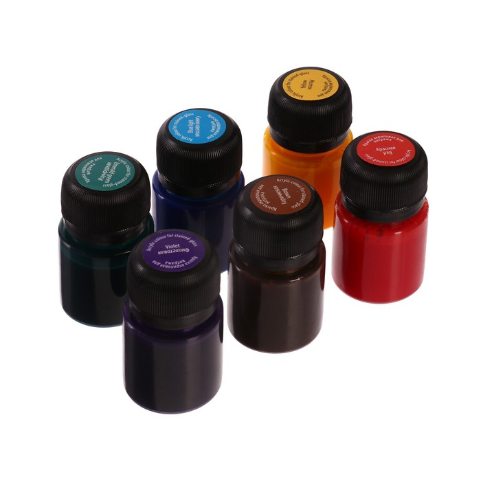 Набор витражных красок по стеклу Decola, 6 цветов х 20 мл, 42411064 Набор витражных красок по стеклу Decola, 6 цветов х 20 мл, 42411064