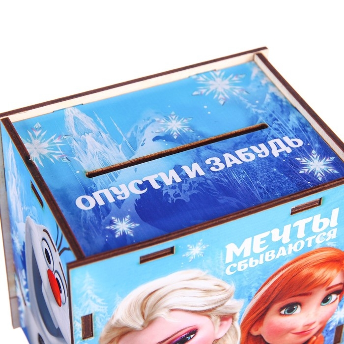 Копилка деревянная с цифрами, 12х12х8.6 см, Холодное сердце Копилка деревянная с цифрами, 12х12х8.6 см, Холодное сердце