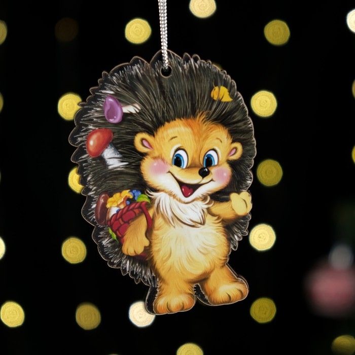 Сувенир сундук - копилка с новогодними игрушками (3 шт.) Сувенир сундук - копилка с новогодними игрушками (3 шт.) "Ежик", 13 х 7,5 х 8,5 см