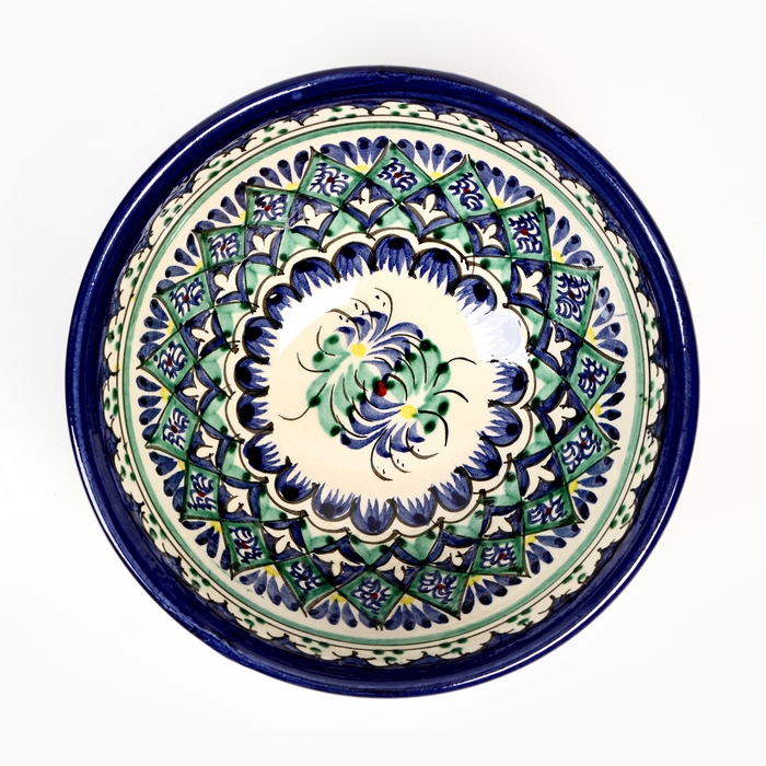 Коса Риштанская Керамика  Коса Риштанская Керамика "Узоры" 15,5 см, средняя, синий микс