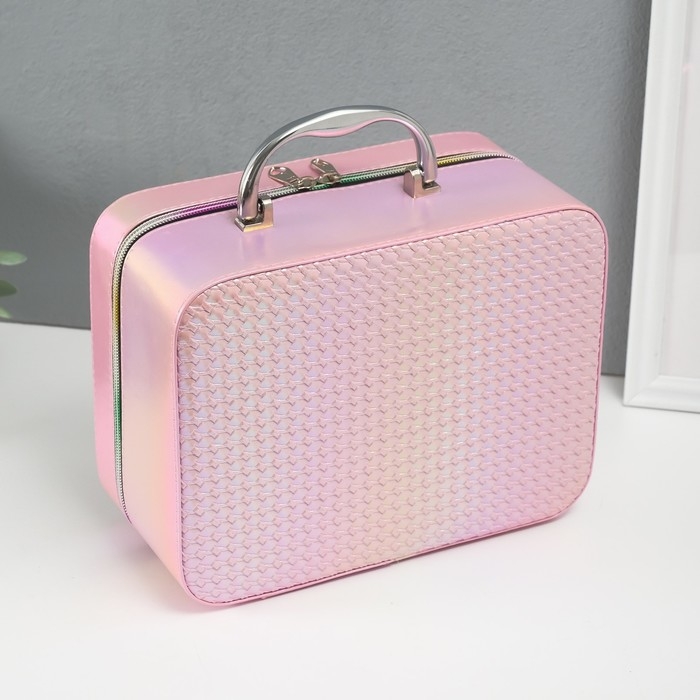 Шкатулка кожзам с зеркалом Шкатулка кожзам с зеркалом "Плетение" розовая н-р 3 шт 19,4х12,5х8 22х16х9 11,5х24,5х18,5 см