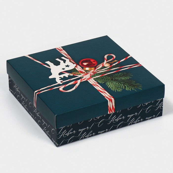 Коробка новогодняя складная «Новогодняя посылка», 26 х 26 х 8 см, Новый год Коробка новогодняя складная «Новогодняя посылка», 26 х 26 х 8 см, Новый год
