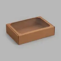 Коробка самосборная с окном, бурая, 38 х 28 х 9 см