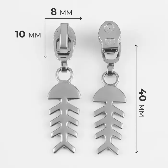 Бегунок для молнии «Спираль», №3, «Рыба», 10 шт., цвет никель Бегунок для молнии «Спираль», №3, «Рыба», 10 шт., цвет никель
