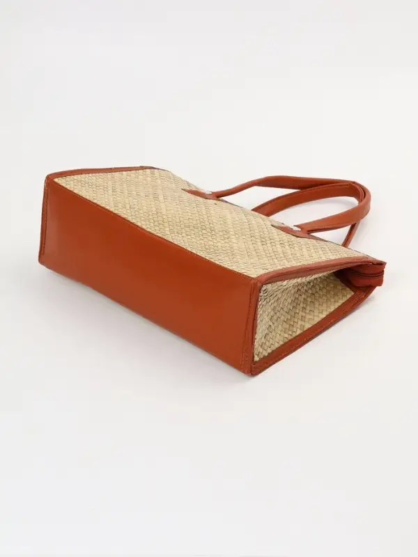 Сумка плетёная на молнии из пандана, 35&times;12&times;40 см, светло-коричневая