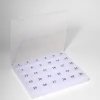 Таблетница - органайзер на месяц, 21.3&times;17.5&times;2.7 см, 30 секций, цвет прозрачный