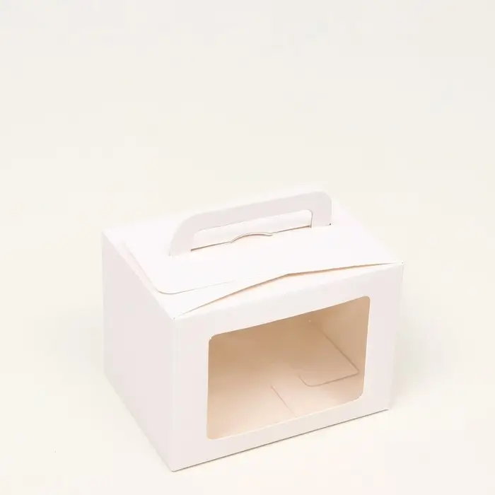 Коробка складная, с окном и ручкой, белая, 10×14×10 см Коробка складная, с окном и ручкой, белая, 10×14×10 см