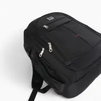 Рюкзак школьный на молнии, с карманами, однотонный, 31&times;14&times;46 см, чёрный