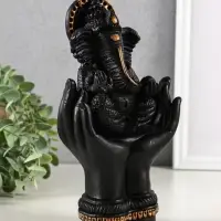 Фигура гипс "Ганеш в руках", высота 22 см, черный Фигура гипс "Ганеш в руках", высота 22 см, черный