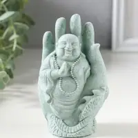 Сувенир полистоун "Хотей и рука с драконом" зелёный 6,5х7х12,5 см