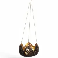 Подсвечник подвесной из кокоса &laquo;Бутон&raquo;, 14&times;14&times;10 см, чёрно-золотой