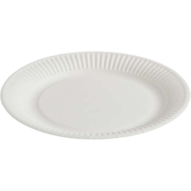 Тарелка одноразовая бум. 18см круглая, белая, 190 г/м2, 50шт/уп