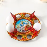 Подставка пасхальная на 8 яиц с хохломой №1. Д 20 см.