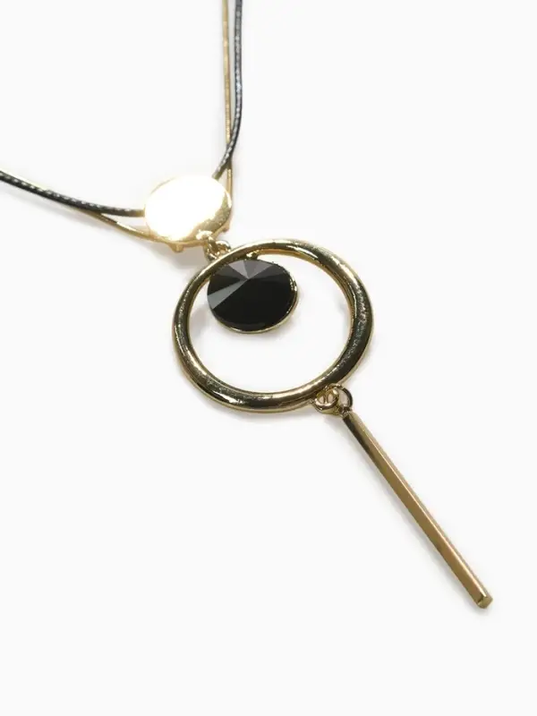 Кулон на цепочке &laquo;Цепь&raquo;, тотем, кольцо с иголкой, чёрный в золоте, 72 см