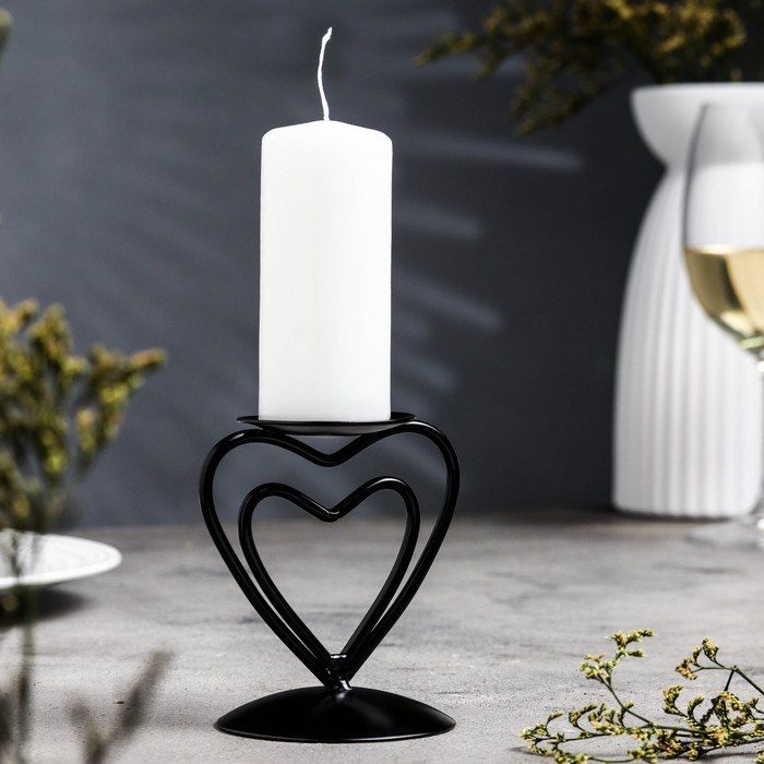 Подсвечник Подсвечник "Гламур" металл на 1 свечу, 9х10,2 см, чёрный