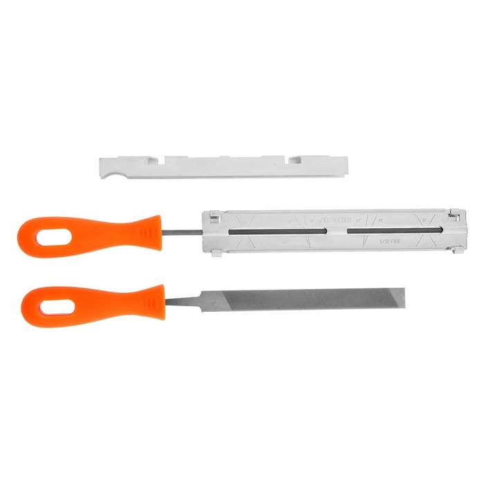 Набор для заточки цепей пил ТУНДРА, сталь ШХ15, шаг 1/4 Набор для заточки цепей пил ТУНДРА, сталь ШХ15, шаг 1/4", паз 1.1-1.3 мм, d=4.0 мм, плашки