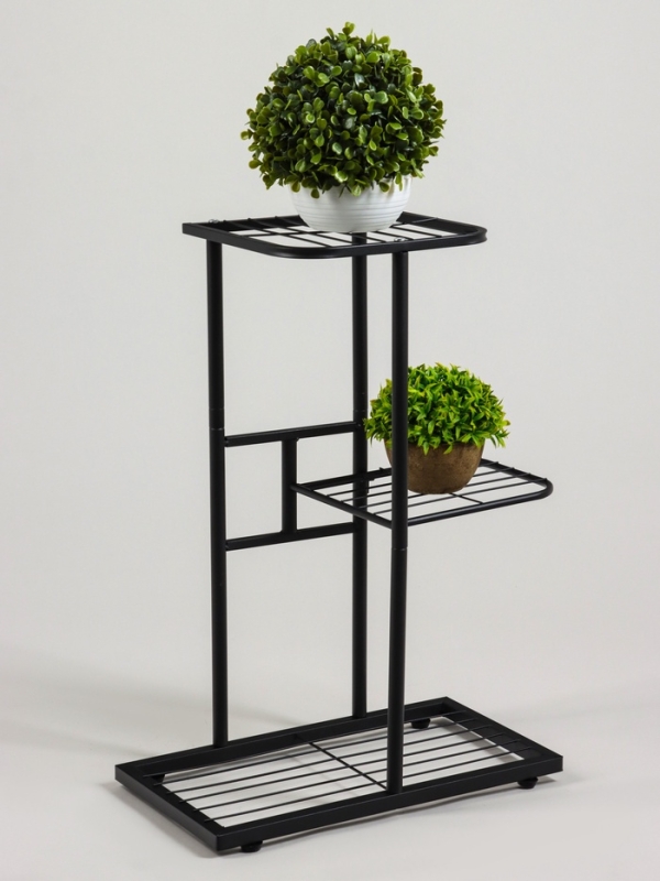 Подставка для цветов Greengo, 3 полки, 43 × 22 × 57 см, напольная, металл, чёрная Подставка для цветов Greengo, 3 полки, 43 × 22 × 57 см, напольная, металл, чёрная