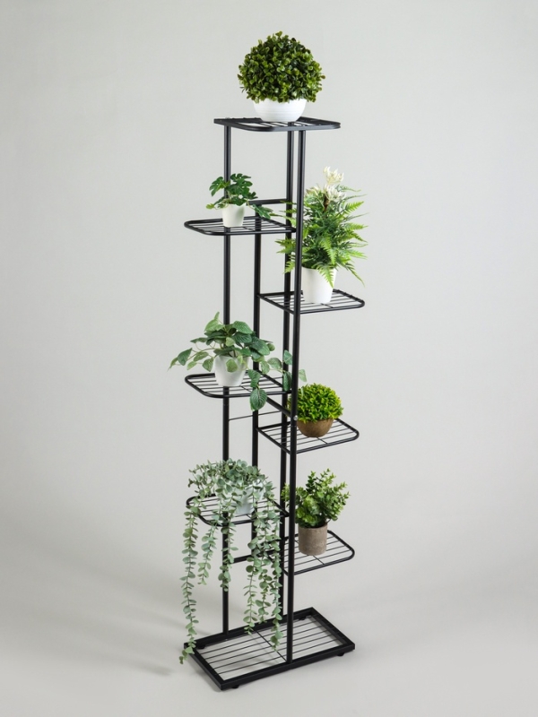 Подставка для цветов Greengo, 8 полок, 43 × 22 × 141 см, напольная, металл, чёрная Подставка для цветов Greengo, 8 полок, 43 × 22 × 141 см, напольная, металл, чёрная