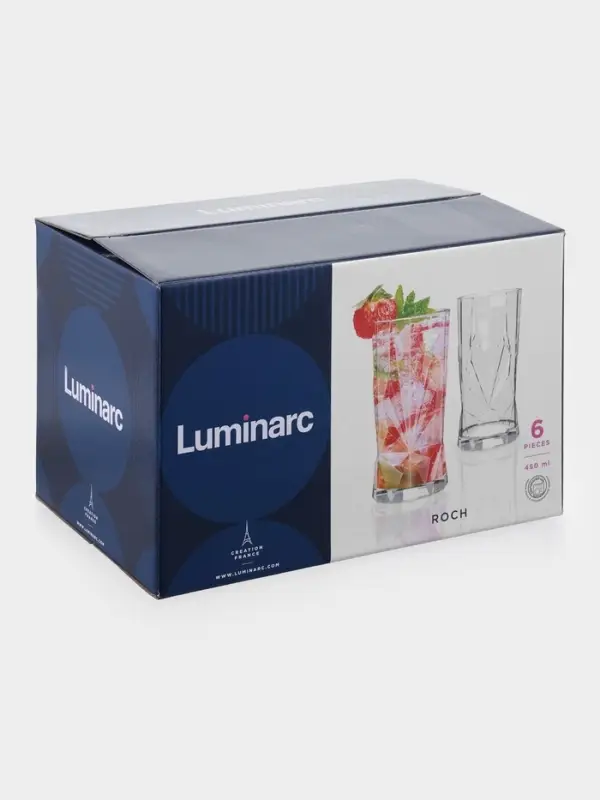 Набор стаканов Luminarc &laquo;Рош&raquo;, 450 мл, 6 шт., высокие, стекло, прозрачный