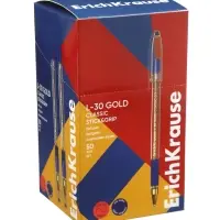 Ручка шариковая ErichKrause L-30 Gold Stick Grip, Super Glide, узел 0.5 мм, синяя