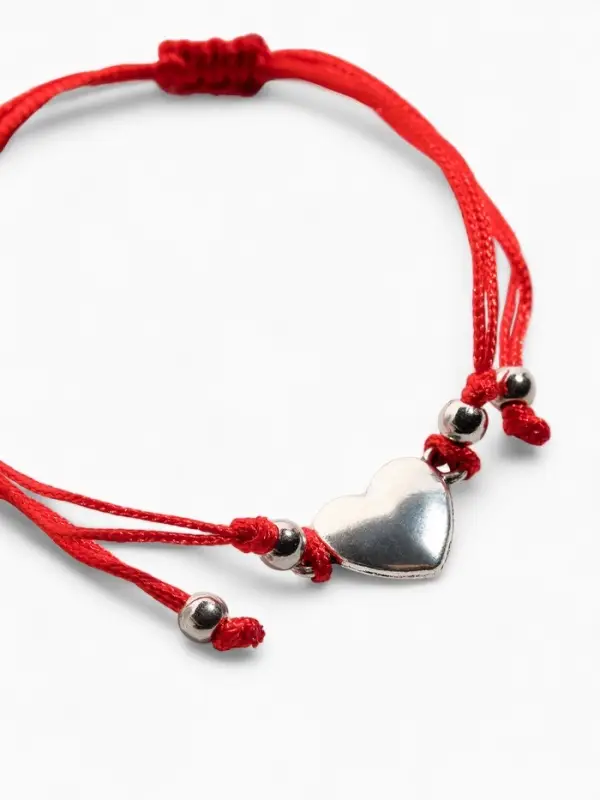 Браслет-оберег &laquo;Красная нить&raquo;, Your daily life сердце, цвет серебро, 7 см