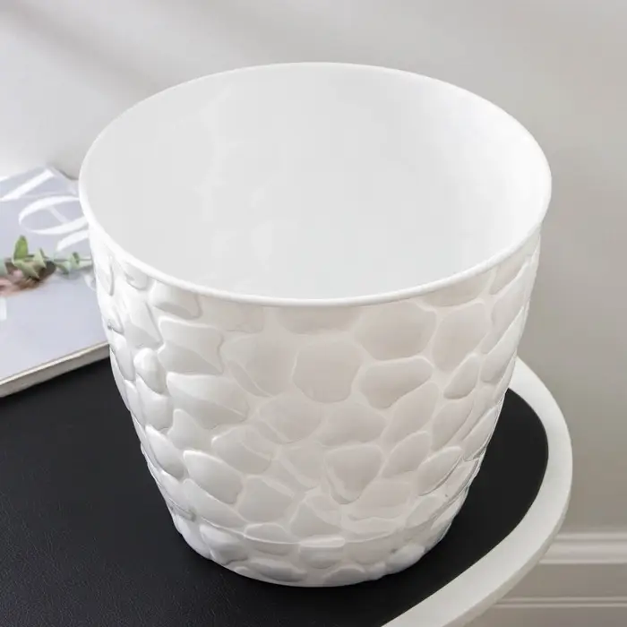 Горшок для цветов с поддоном &laquo;Камни&raquo;, 8 л, пластиковый, белый