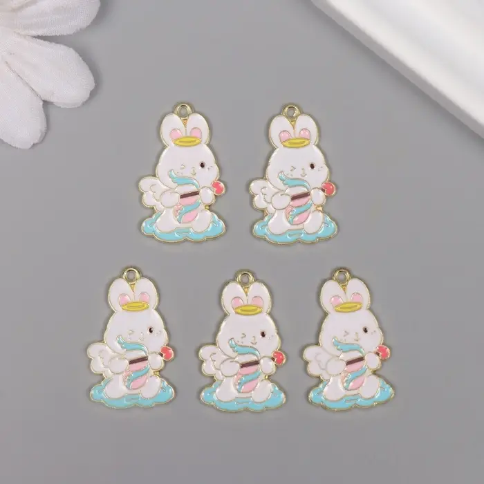 Декор для творчества металл, эмаль Декор для творчества металл, эмаль "Зайчик-купидон" 2,7х1,7 см