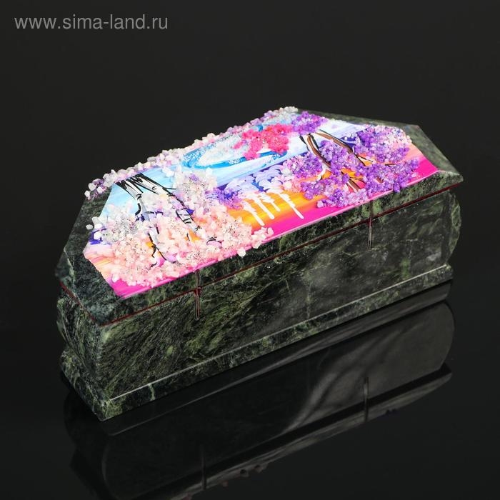 Ларец Ларец "Зима", 17х7х6, каменная крошка, змеевик