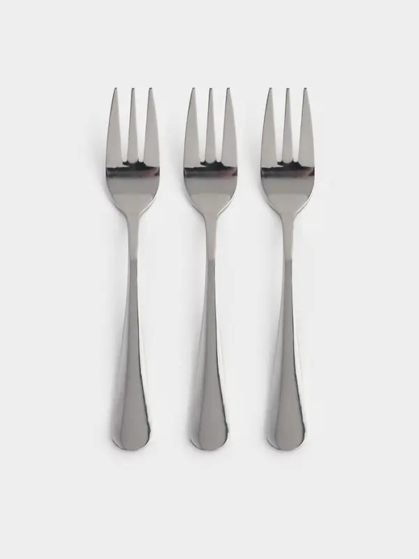Набор вилок десертных Доляна, длина 14.2 см, толщина 2.2 мм, 410 сталь, 3 шт., нержавеющая сталь