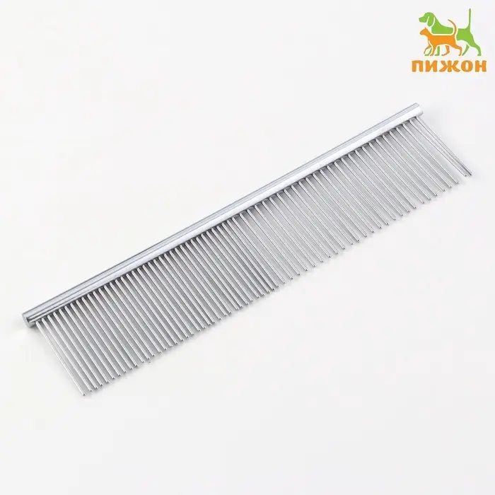 Расчёска для шерсти средняя, 19&times;4 см, редкие и частые зубья, металл