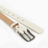 Ремень женский с винтом, 110&times;2.8 см, классическая пряжка металл, серебристая, белый