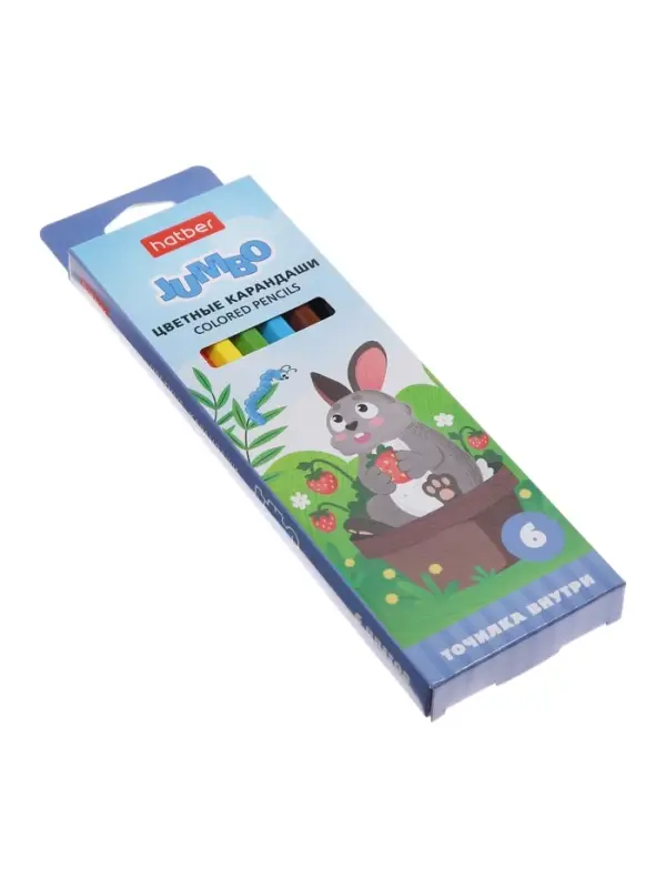 Карандаши 6цв, Hatber,, шестигр, толстые, с точил, коробка 82679