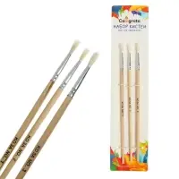 Набор кистей для рисования, коза, 3 штуки: № 1, 2, 3, круглые, деревянная ручка, международный размер