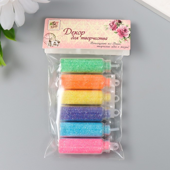 Глиттер набор 6 бутылочек Глиттер набор 6 бутылочек "Пастель", вес глиттера в 1 бут - 1,2 гр, цвет микс
