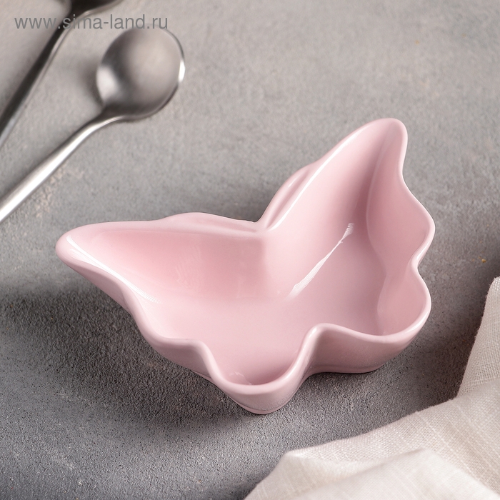 Блюдо керамическое «Бабочка», 11×7,5×3 см, цвет розовый Блюдо керамическое «Бабочка», 11×7,5×3 см, цвет розовый