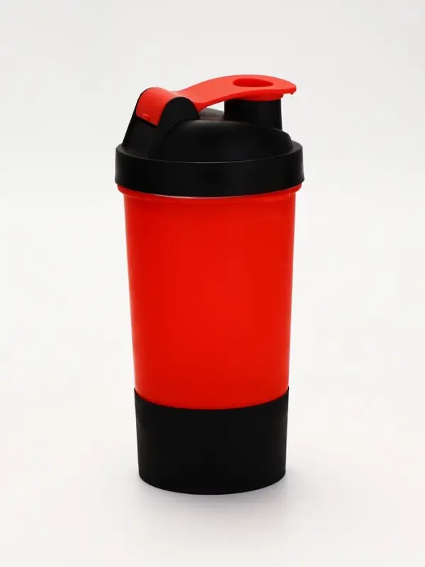 Шейкер спортивный для коктейлей и протеина, с чашей, красно-чёрный, 500 мл