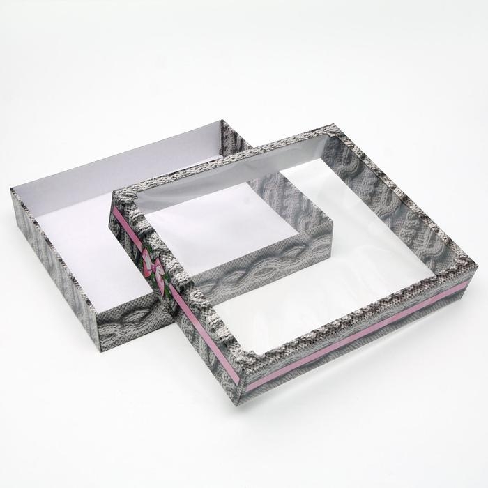 Новый год. Коробка сборная крышка-дно с окном, Новый год. Коробка сборная крышка-дно с окном, "Теплый Новый Год", 37 х 32 х 7 см.